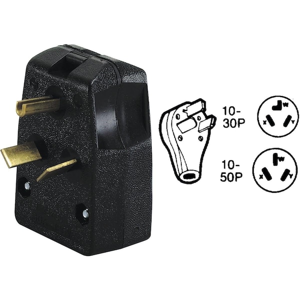 Leviton 30A/50A 250V 3-Wire 3-Pole Range/Dryer Cord Plug R55-00287-00E - main